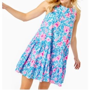 Lilly Pulitzer Blue & Pink Floral Tiered Dress